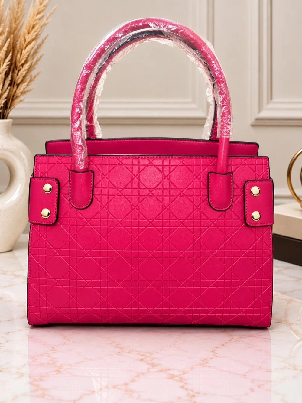 Brand New - Fuchsia Structured Tote Bag with Matching Wallet